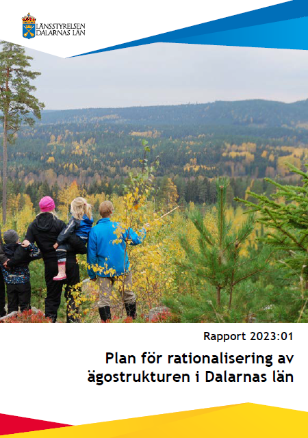 Omslagtill långsiktig plan, skog människor, himmel.